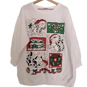 VINTAGE 80’s‎ SAXON COVE Cat Christmas Sweatshirt Cute Kitty Kitten